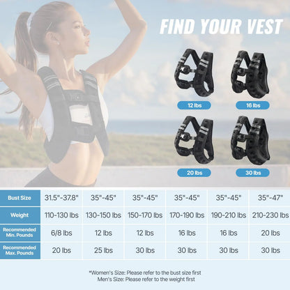 【Dealsforyoudays】Vevor Weighted Vest, 12 Lbs Weight Vest with Reflective Stripe, Adjustable Buckle Body Weight Vest for Men Women, Workout Equipment for Strength Training, Running, Jogging, Fitness, and Weight Loss