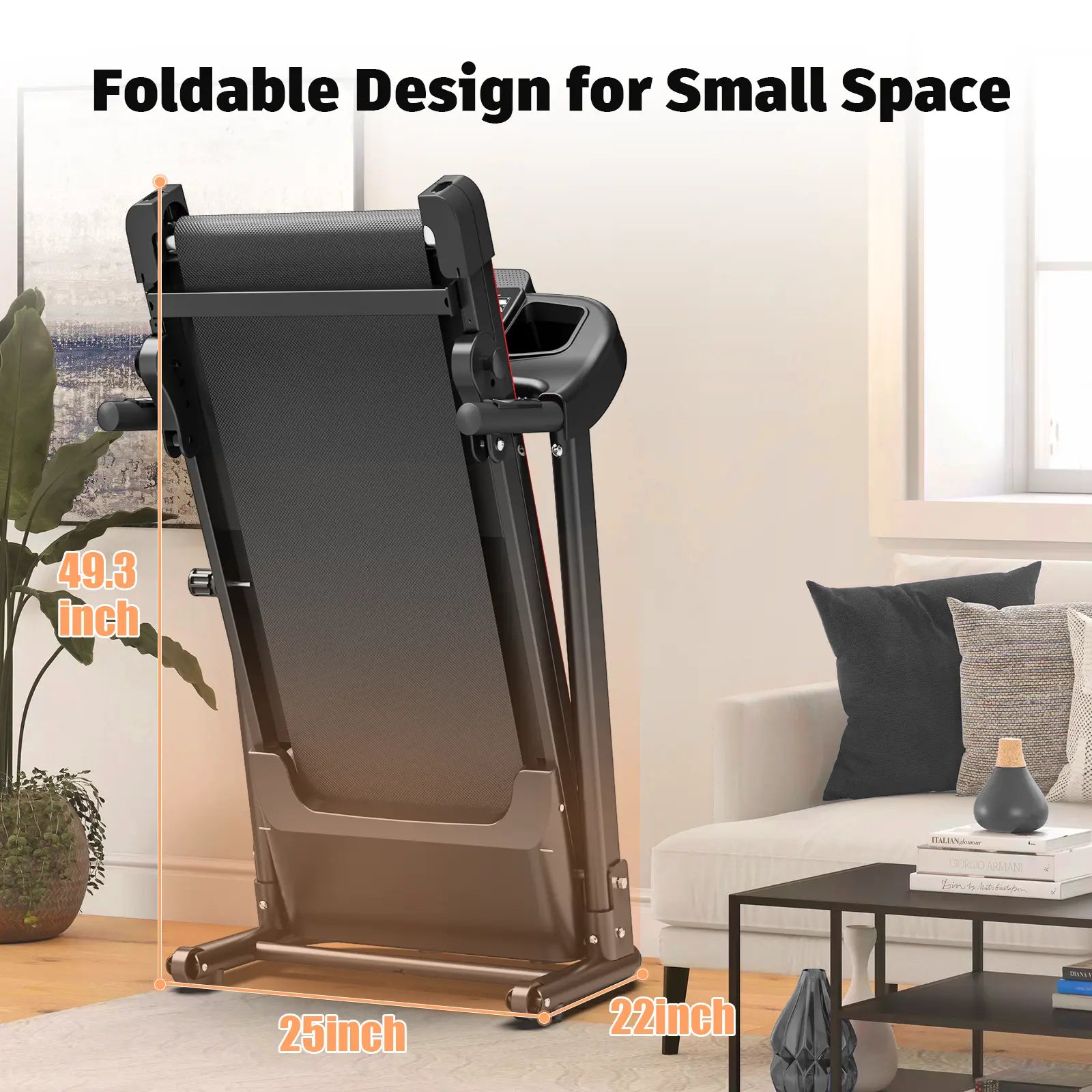 GORUN 8.5MPH Folding Home Fitness Treadmill with 3-Level Incline,265Lbs,5-Layer Shock Absorbing Belt,Bluetooth Connectivity,Easy to Move & Store – Perfect for Small Spaces,Walking Pad,Indoor Home Gym Exercise Fitness Equipment