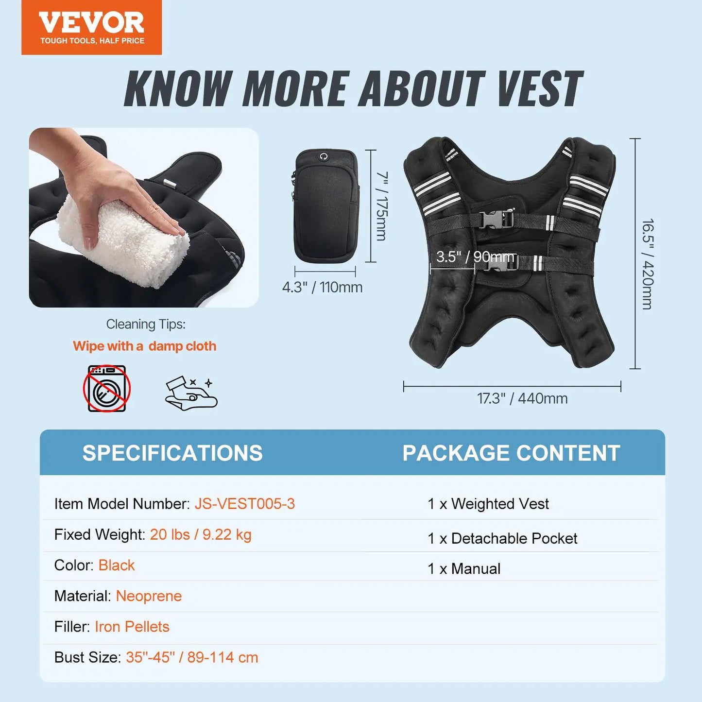 【Dealsforyoudays】Vevor Weighted Vest, 12 Lbs Weight Vest with Reflective Stripe, Adjustable Buckle Body Weight Vest for Men Women, Workout Equipment for Strength Training, Running, Jogging, Fitness, and Weight Loss