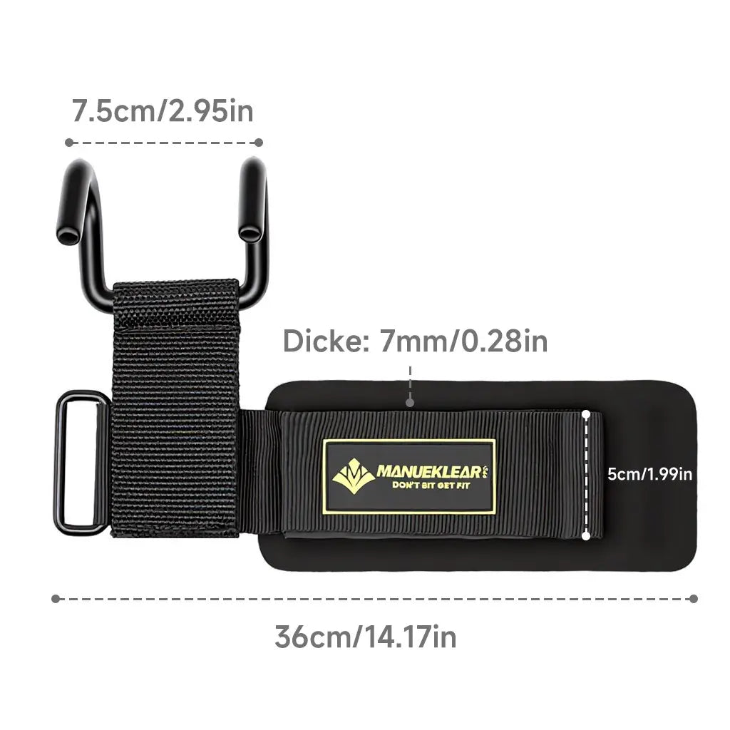 Manueklear Weight Lifting Hooks with Padded Wrist Wraps, Heavy-Duty Double Metal Hooks, Adjustable Straps for Pull-Ups, Deadlifts & Training, Fitness Exercise Accessories